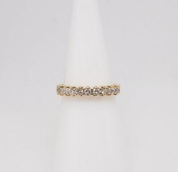 18 karaat geelgoud met 9 diamanten(0,45ct), maat 50 beschikbaar voor biedingen