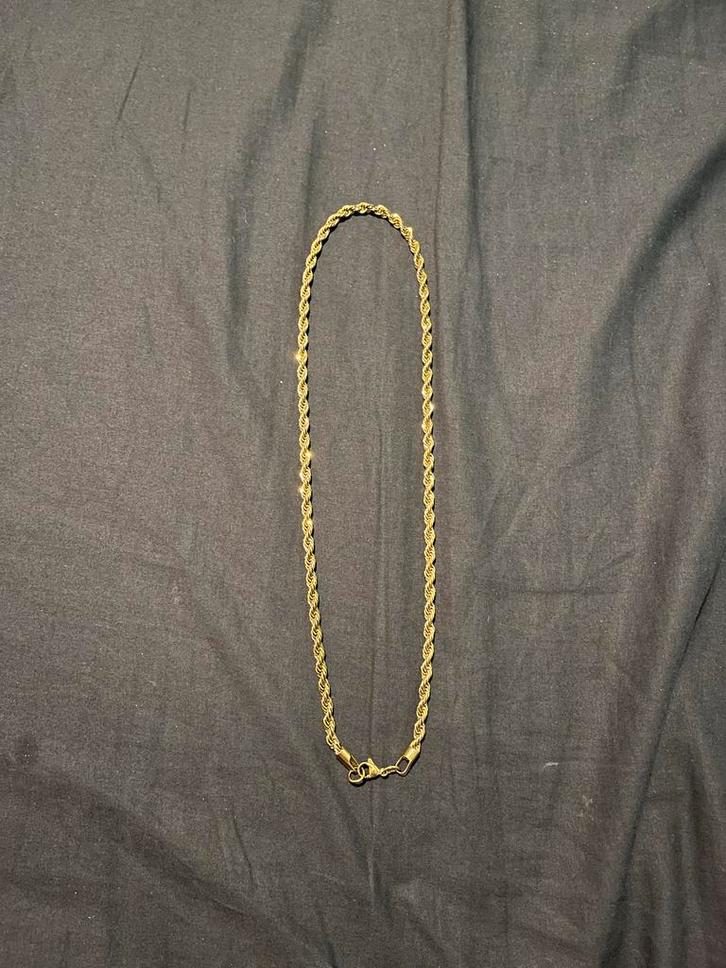 Gouden Roped Ketting, Sieraden, Tassen en Uiterlijk, Kettingen, Zo goed als nieuw, Overige materialen, Goud, Ophalen of Verzenden