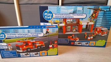 Playtive Clippys 2 sets brandweerkazerne en brandweerauto