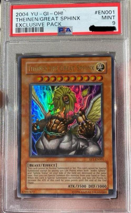 Yu-Gi-Oh! Theinen the Great Sphinx PSA 9 Movie Promo Mint !, Hobby en Vrije tijd, Verzamelkaartspellen | Yu-gi-Oh!, Nieuw, Losse kaart