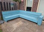 GRATIS Steigerhout hoek tuinbank, Ophalen, Gebruikt, Hout