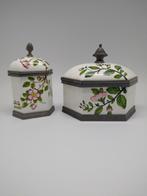 Vintage Porseleinen Potten met Tinnen Deksel, Antiek en Kunst, Ophalen of Verzenden