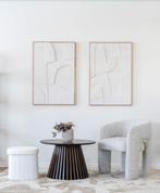 House Nordic Monroe Eetkamerstoel – Bouclé stof – Witgrijs, Hout, Wit, Nieuw, Scandinavisch