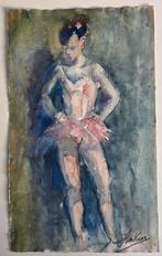 Jan van der Veer. Ballerina. Aquarel op zwaar papier., Antiek en Kunst, Kunst | Schilderijen | Klassiek, Ophalen of Verzenden