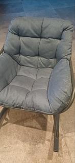 Metalen schommelstoel met blauwe bekleding, Blauw, Ophalen of Verzenden, Zo goed als nieuw, Stof