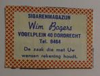 Sigarenmagazijn    WIM BOGERS    Vogelplein  40   DORDRECHT, Verzenden, Zo goed als nieuw, Luciferdoosjes of -merken