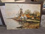 Hollands Landschap met Molen - H. Woltman (1962), Antiek en Kunst, Ophalen of Verzenden
