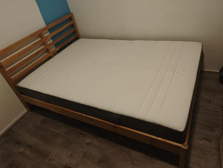 Bed Ikea Tarva 140x200 met lattenbodem & matras, Huis en Inrichting, Slaapkamer | Bedden, Gebruikt, Tweepersoons, 140 cm, 200 cm