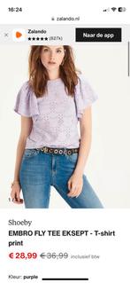 Shirt van Shoeby. Lila met vlindermouw en broderie.  Maat S, Ophalen of Verzenden, Zo goed als nieuw, Paars, Korte mouw