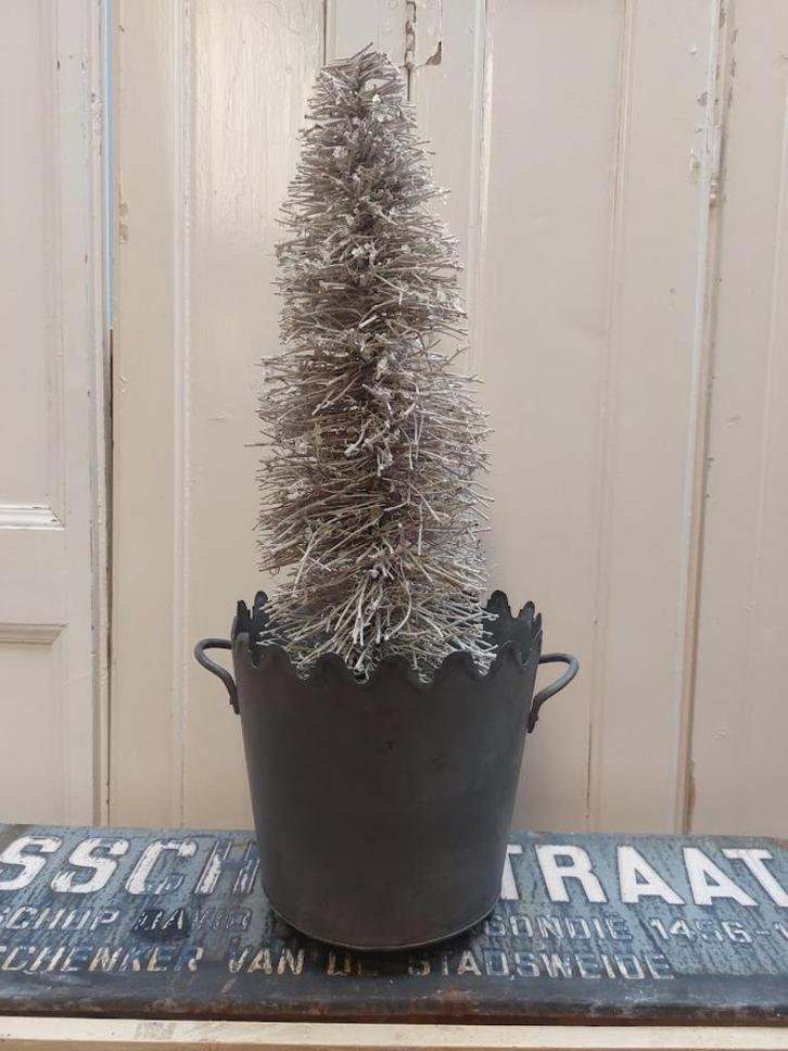 Zinken planten bak groot, Tuin en Terras, Bloembakken en Plantenbakken, Metaal, Minder dan 30 cm, Rond, Ophalen of Verzenden