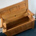 Eikenhouten bankje met opbergruimte, Huis en Inrichting, Banken | Bankstellen, Ophalen, Minder dan 75 cm, Tweepersoons, Rechte bank