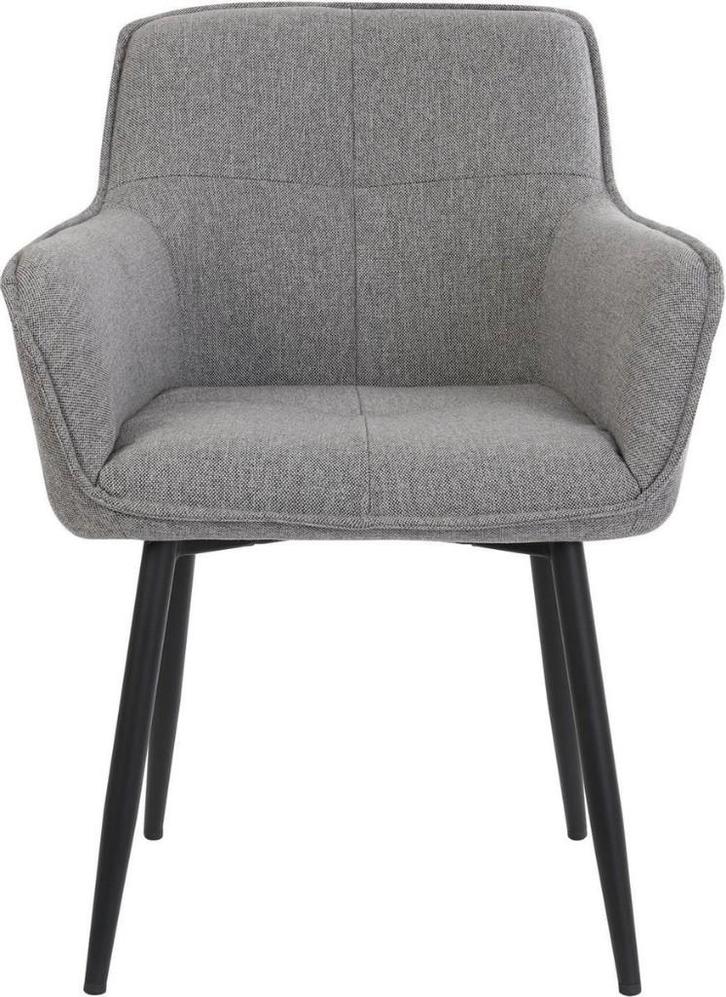 Light & Living Eetkamerstoel - Emily - 60.5x60x87 cm - Grijs, Huis en Inrichting, Stoelen, Nieuw, Twee, Metaal, Stof, Grijs, Ophalen