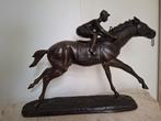 Groot bronzen paard met jockey, Antiek en Kunst, Antiek | Koper en Brons, Ophalen of Verzenden, Brons