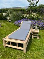 Ligstoel jong Teak hout Set 2 stoelen + tafeltje ACTIE✅, Ophalen, Nieuw, Hout, Verstelbaar