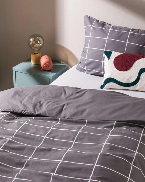 Hema dekbedovertrek polykatoen 140x200 ruit grijs, Huis en Inrichting, Slaapkamer | Beddengoed, Nieuw, Dekbedovertrek, Tweepersoons