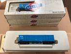 4 liliput Eanos blauwe wagons, Gelijkstroom, Wagon, Ophalen of Verzenden, Liliput