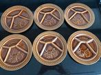 6 vintage gourmet/fondue borden Sarrequemines France, Huis en Inrichting, Ophalen of Verzenden, Bord(en), Overige stijlen, Glas