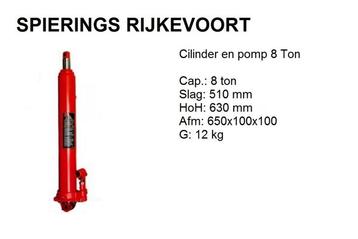 Cilinder en pomp 8 Ton motorheffer Spierings Rijkevoort beschikbaar voor biedingen