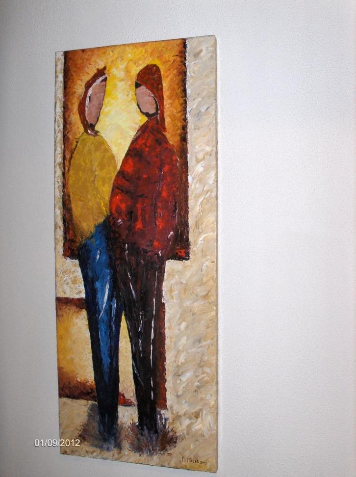 Olieverfschilderij modern 100x40cm op linnen, Antiek en Kunst, Kunst | Schilderijen | Modern, Ophalen