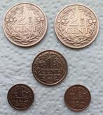 2 x Twee halve cent 1941,2 x halve cent 1928, Postzegels en Munten, Munten | Nederland, Ophalen of Verzenden, Koningin Wilhelmina