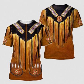 Heren western t-shirt 6 / cowboy franjes bruin t shirt beschikbaar voor biedingen