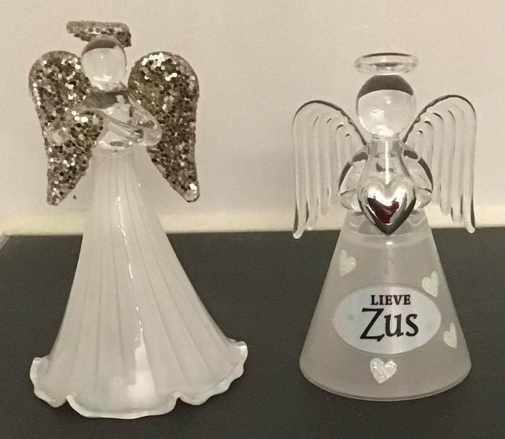 Twee kleine glazen engeltjes, Diversen, Kerst, Zo goed als nieuw, Ophalen