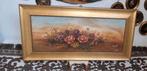 Oud Langwerpig schilderij stilleven bloemen handgeschilderd, Antiek en Kunst, Curiosa en Brocante, Ophalen of Verzenden