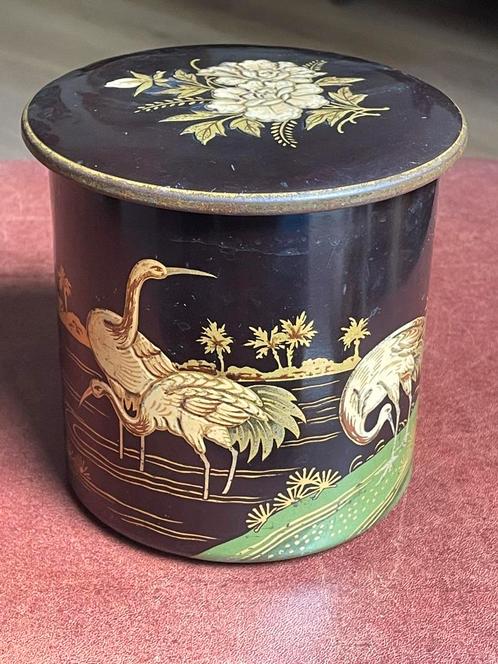 Blik kraanvogels en bloemen De Gruyter 1935, Verzamelen, Blikken, Gebruikt, Overige, Overige merken, Ophalen of Verzenden