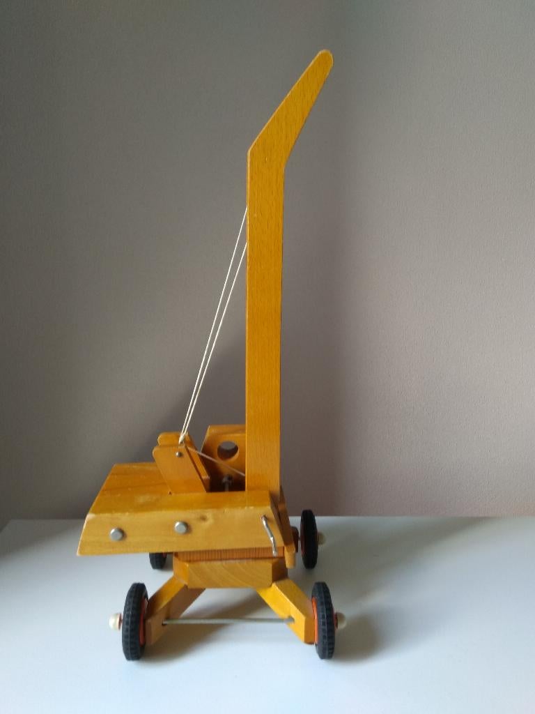 vintage beukenhouten kraanwagen SIO, Antiek en Kunst, Antiek | Speelgoed, Ophalen of Verzenden