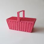 Roze vintage opbergmand kunsstof, Kunststof, Mand, Ophalen of Verzenden, Zo goed als nieuw