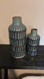 Set van 2 vazen, Huis en Inrichting, Woonaccessoires | Vazen, Ophalen, Blauw, Minder dan 50 cm, Glas