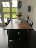 Lederen eetkamerstoelen met wieltjes 4 stuks, Huis en Inrichting, Stoelen, Ophalen, Gebruikt, Zwart, Leer