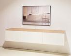 Hoogglans wit TV meubel met eiken blad - 180cm breed, Huis en Inrichting, Kasten | Televisiemeubels, Ophalen, 150 tot 200 cm, Zo goed als nieuw