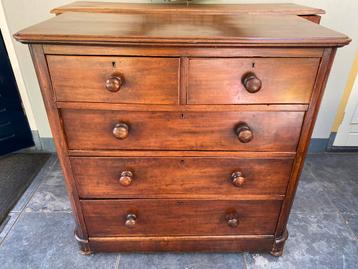 Antieke Massief Mahonie Ladenkast/ Commode Ca.1890/1900 beschikbaar voor biedingen