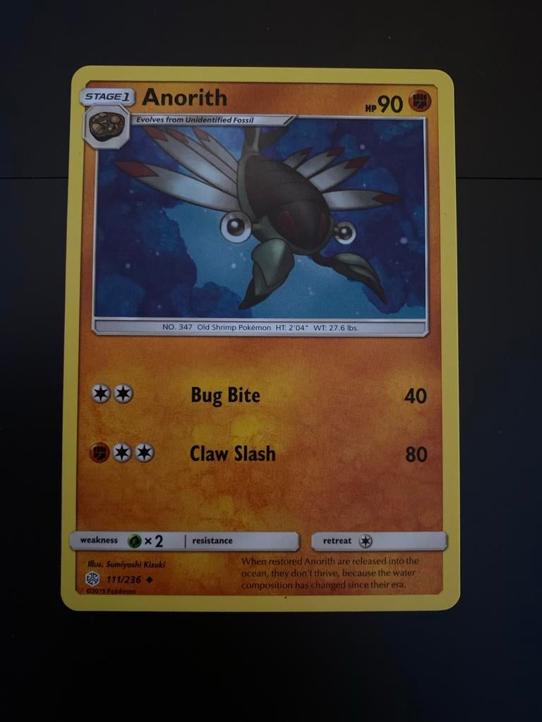Anorith 111/236 Pokémon S&M Cosmic Eclipse Packfresh Mint, Ophalen of Verzenden, Zo goed als nieuw, Losse kaart