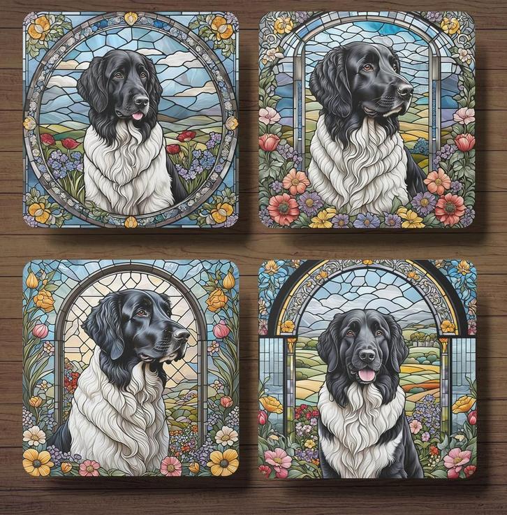 Friese Stabij Glas in lood onderzetterd met houder, Huis en Inrichting, Woonaccessoires | Onderzetters, Nieuw, Glas of Kopje, Ophalen of Verzenden