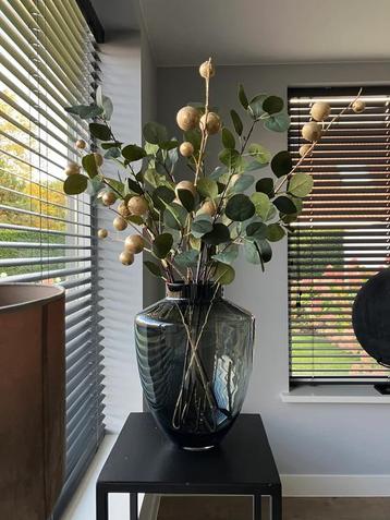 Zijden silk boeket eucalyptus en gouden pompom NIEUW! beschikbaar voor biedingen
