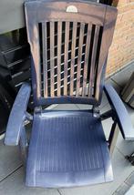 4 blauwe tuinstoelen, Tuin en Terras, Tuinstoelen, Ophalen, Gebruikt, Kunststof