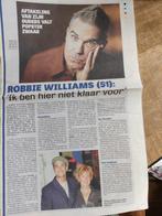 Robbie Williams krantenartikel krantenknipsel, Ophalen of Verzenden, 1980 tot heden, Buitenland, Knipsel(s)