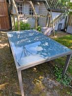 Tuintafel, metaal frame glazen blad, Ophalen, Gebruikt, Rechthoekig, Metaal