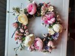 Sfeervolle landelijke Bloemenkrans,als nieuw!doorsnee 14 cm., Ophalen of Verzenden, Zo goed als nieuw