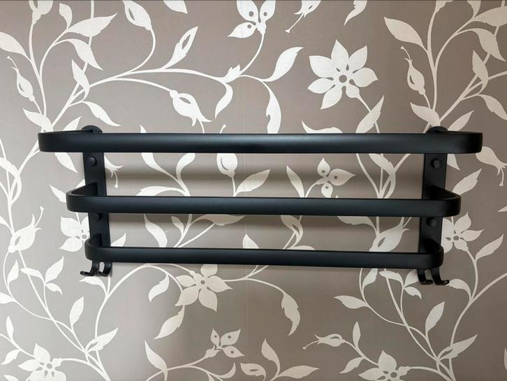 Zwart metalen handdoekenrek voor in de keuken, Huis en Inrichting, Badkamer | Badtextiel en Accessoires, Zo goed als nieuw, Handdoekenrek
