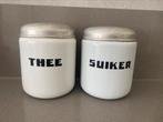 Twee originele emaille voorraadbussen wit, Ophalen of Verzenden