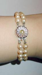 Armband Parels Zilveren slotje dubbele armband, Sieraden, Tassen en Uiterlijk, Antieke sieraden, Verzenden, Zilver, Armband