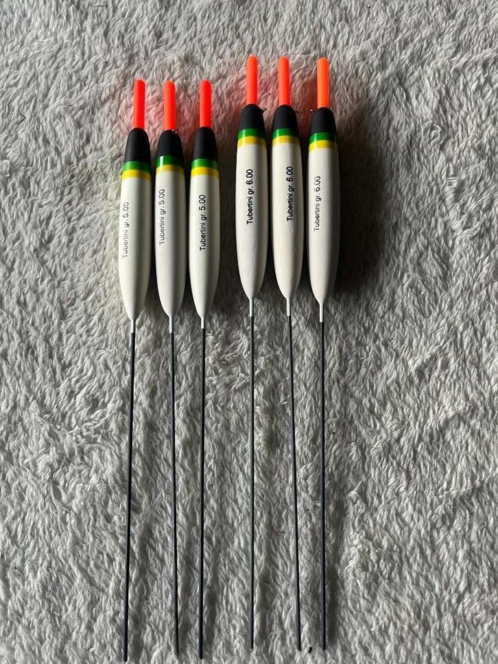 adv 54 / NIEUW serie 6 dobbers TUBERTINI voor breekstaafjes, Watersport en Boten, Hengelsport | Witvissen, Nieuw, Dobber of Lood