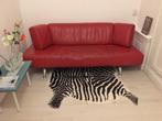 Design Musterring rode leren bank, Ophalen, Gebruikt, Driepersoons, Modern, hip, eyecatcher