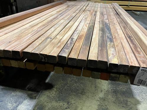Hardhout–Cumaru–palen–regels-piketpaal-rhombus-40x40 mm, Tuin en Terras, Palen, Balken en Planken, Nieuw, Palen, 250 cm of meer