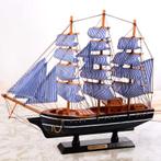 Houten Zeilboot Blauw Wit / Model Boot Schip Hout, Hobby en Vrije tijd, Modelbouw | Boten en Schepen, Verzenden, Nieuw, 1:50 tot 1:200
