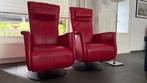 2 Relaxfauteuils Prominent Toscana, rood leer, Huis en Inrichting, Fauteuils, Ophalen, Minder dan 75 cm, Leer, Zo goed als nieuw