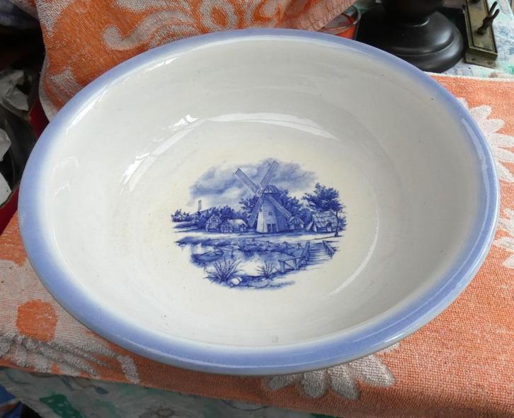 oude kom/ waskom porselein/ molenafbeelding, Antiek en Kunst, Antiek | Keramiek en Aardewerk, Ophalen of Verzenden